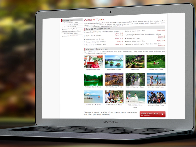 thiết kế web du lịch